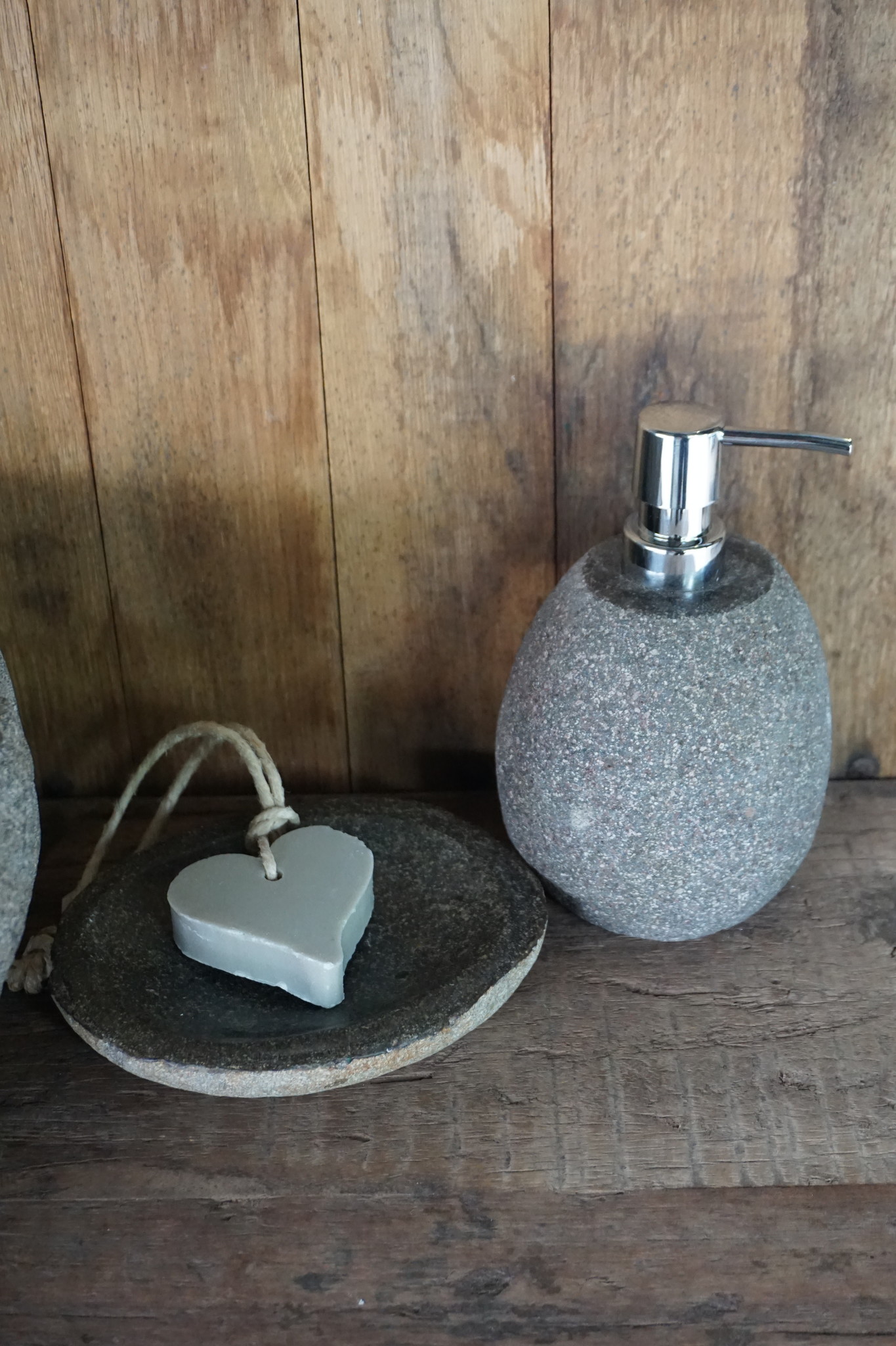 Rene Houtman Zeepdispenser + Schaaltje Natuursteen Set-004