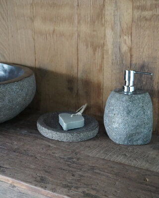 Rene Houtman Zeepdispenser + Schaaltje Natuursteen Set-006