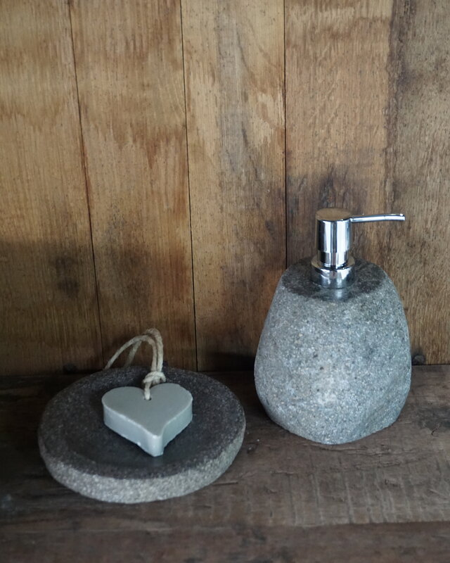 Rene Houtman Zeepdispenser + Schaaltje Natuursteen Set-006