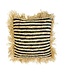 Bazar Bizar The Raffia gestreepte kussenhoes - Naturel Zwart - 60 x60 cm