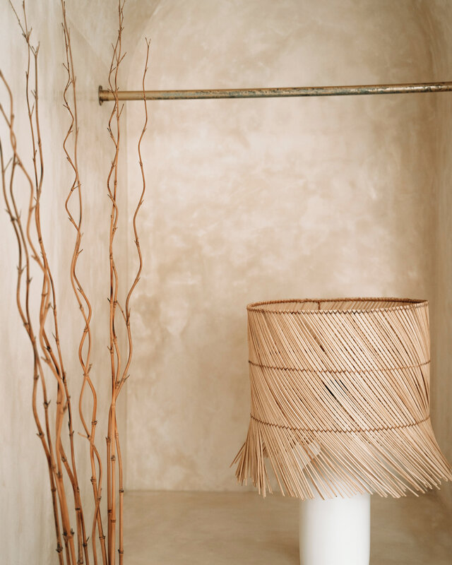 Bazar Bizar Rattan Tafellamp - Wit & Naturel