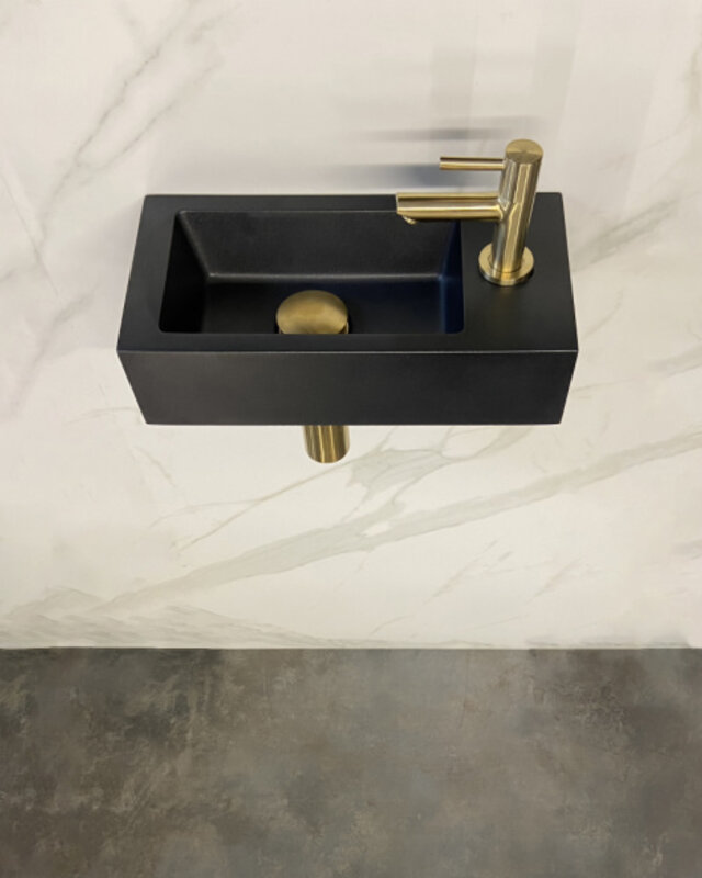 Wiesbaden Mini-Rhea Fontein Set - Rechts - Zwart/Goud - 36x18 cm