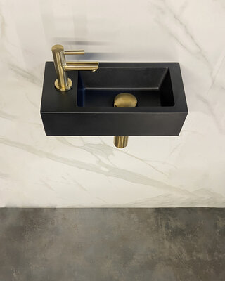 Wiesbaden Mini-Rhea Fontein Set - Links - L36 x B18 cm - Zwart/Goud