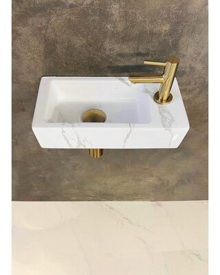 Wiesbaden Mini-Rhea Fontein Set - Rechts - L36 x B18 cm - Wit/Goud