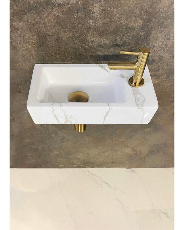 Wiesbaden Mini-Rhea Fontein Set - Rechts - L36 x B18 cm - Wit/Goud