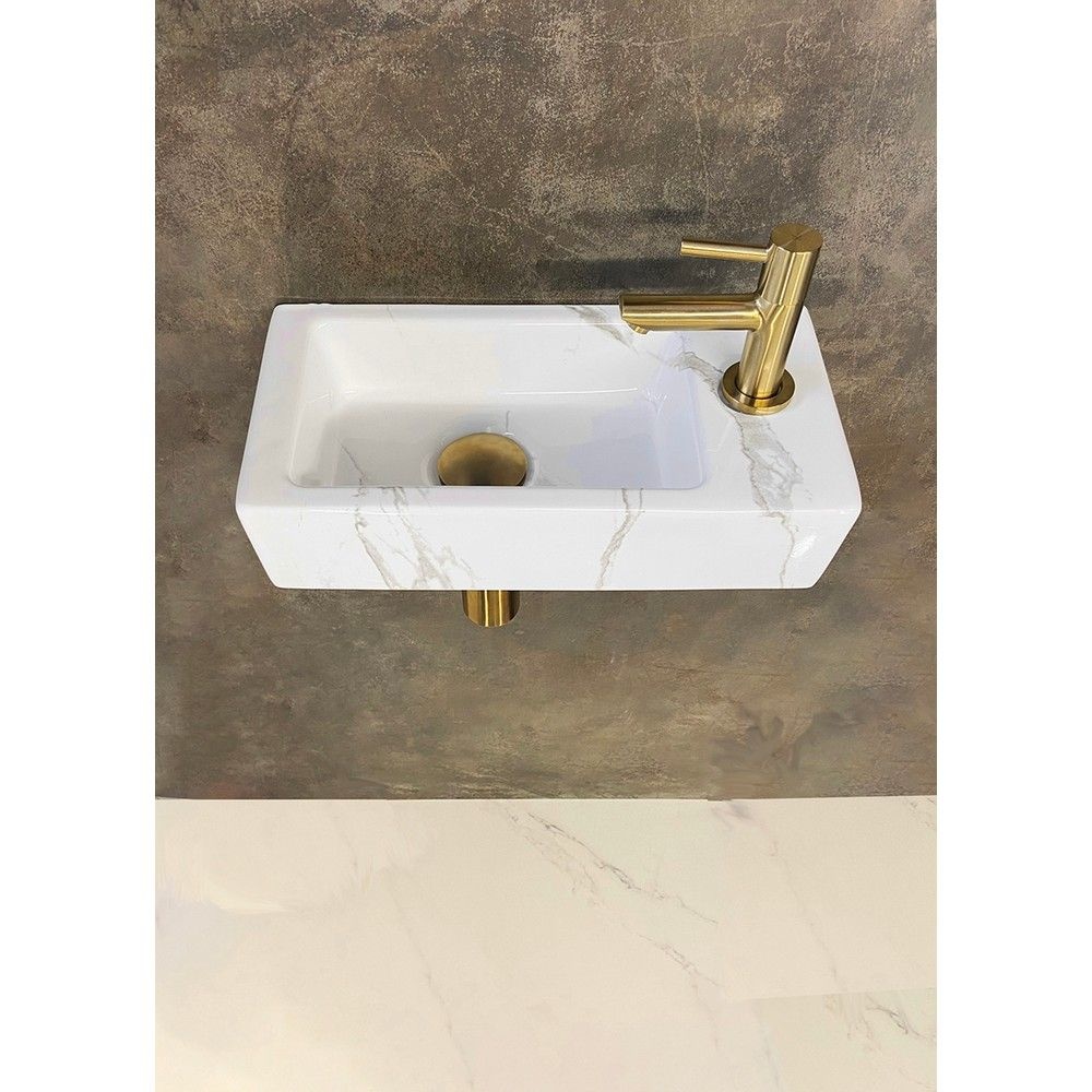 Wiesbaden Mini-Rhea Fontein Set - Rechts - L36 x B18 cm - Wit/Goud