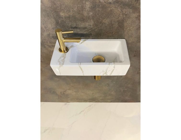 Wiesbaden Mini-Rhea Fontein Set Links- Wit/Goud - L36 x B18 cm