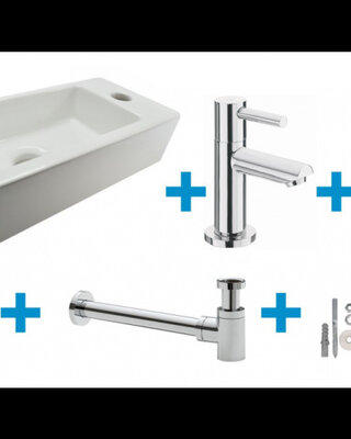 Wiesbaden Mini-Rhea Fontein Set- Rechts - Wit - L36 X B18