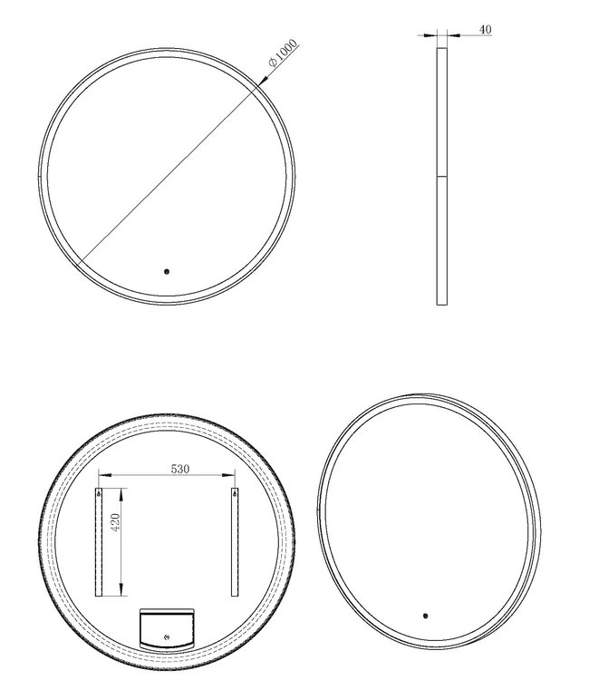 Rene Houtman Lista Nera Spiegel - 100 cm - Met LED verlichting