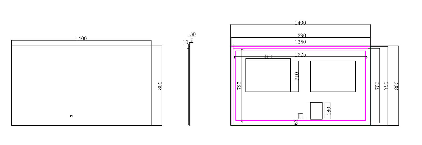 Wiesbaden Soul Spiegel - Met LED - 140 x 80 cm
