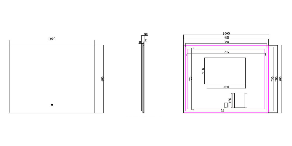 Wiesbaden Soul Spiegel - Met LED - 100 x 80 cm