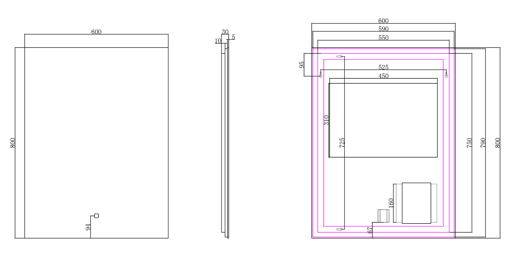 Wiesbaden Soul Spiegel - Met LED, dimbaar en spiegelverwarming - 60 x 80 cm