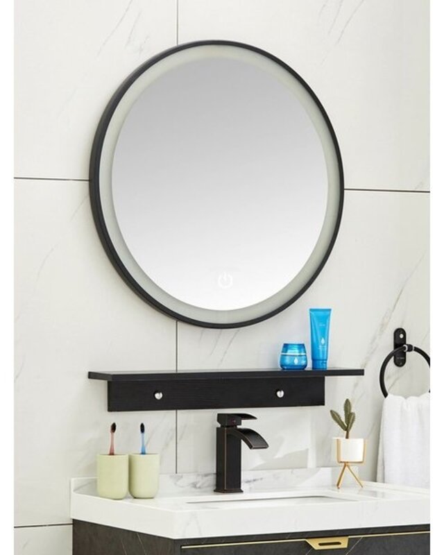 Rene Houtman Lista Nera Spiegel - Rond - Met LED Verlichting - 80 cm - Mat Zwart