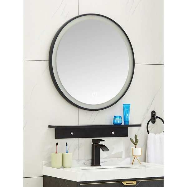Rene Houtman Lista Nera Spiegel - Rond - Met LED Verlichting - 80 cm - Mat Zwart