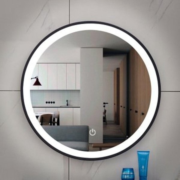 Rene Houtman Lista Nera Spiegel - Rond - Met LED Verlichting - 60 cm - Mat Zwart