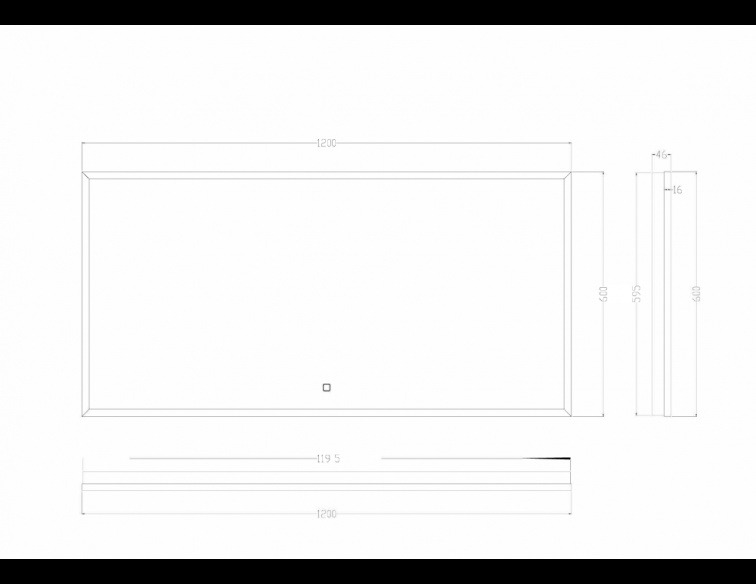 Wiesbaden Rechthoekige Condens-vrije LED Spiegel - Mat Zwart - 120 x 60 cm