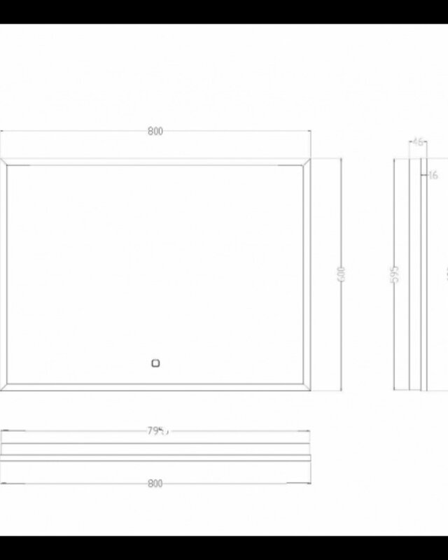 Wiesbaden Rechthoekige Condens-vrije LED Spiegel - Mat Zwart - 80 x 60 cm