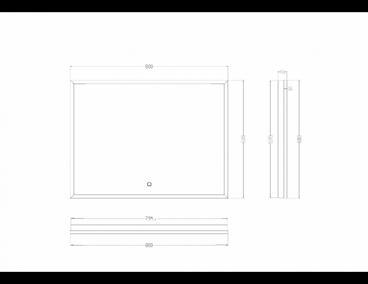 Wiesbaden Rechthoekige Condens-vrije LED Spiegel - Mat Zwart - 80 x 60 cm