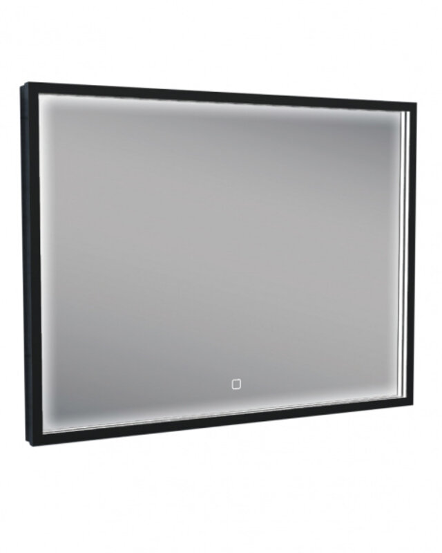 Wiesbaden Rechthoekige Condens-vrije LED Spiegel - Mat Zwart - 80 x 60 cm