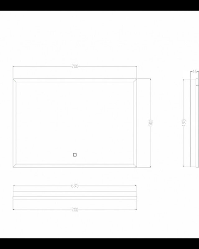 Wiesbaden Rechthoekige Condens-vrije LED Spiegel - Mat Zwart - 70 x 50 cm