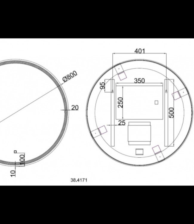 Wiesbaden Maro Ronde Spiegel - Met LED Verlichting - Mat Zwart - 80 cm