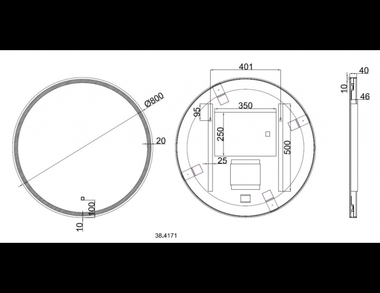 Wiesbaden Maro Ronde Spiegel - Met LED Verlichting - Mat Zwart - 80 cm