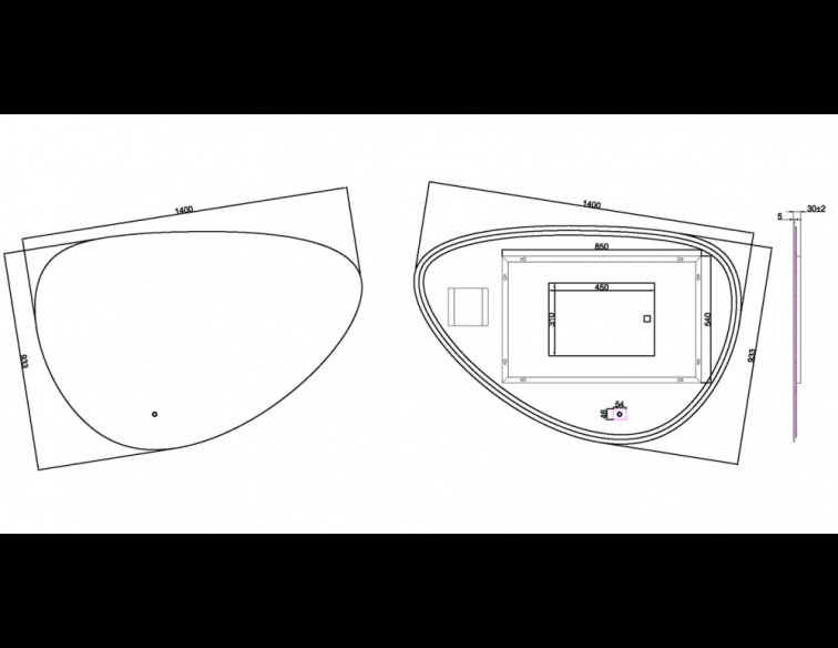 Wiesbaden Uovo Condens-vrije LED Spiegel - Dimbaar - 140 cm