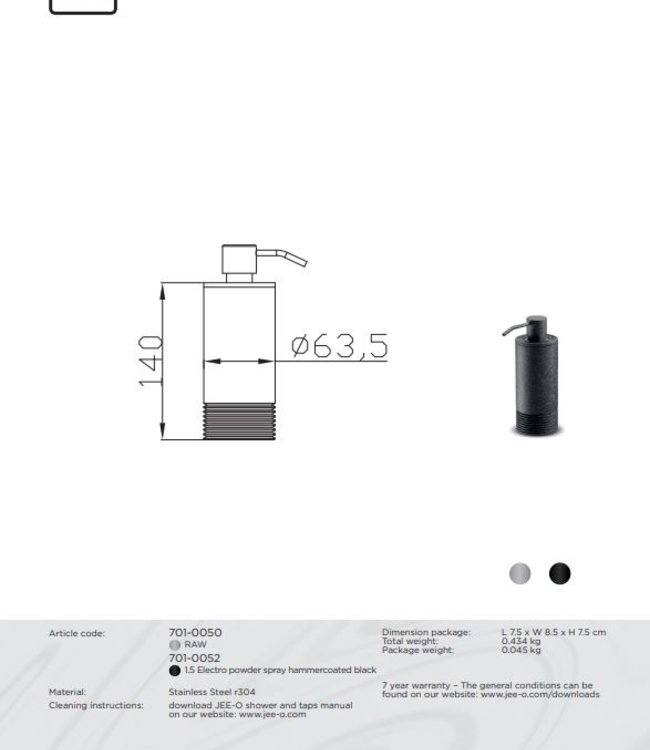 JEE-O SOHO Zeepdispenser - Vrijstaand - H14 cm