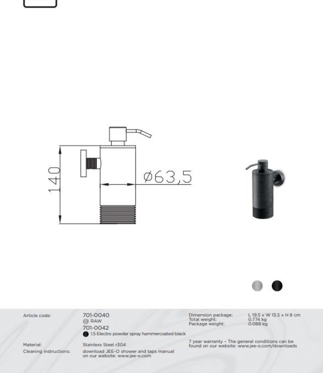 JEE-O SOHO Zeepdispenser - Wand - H14 cm