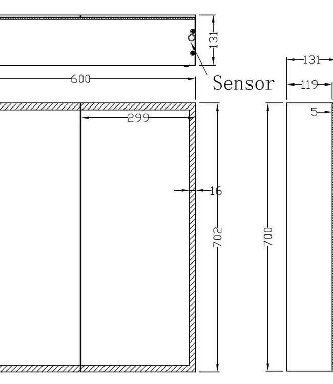 Wiesbaden Quatro Spiegelkast met Verlichting - 60 x 70 x13 cm