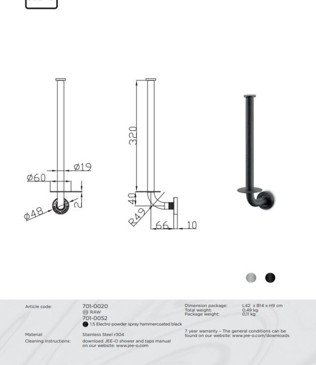 JEE-O SOHO Reserve Toiletrolhouder - H36 cm