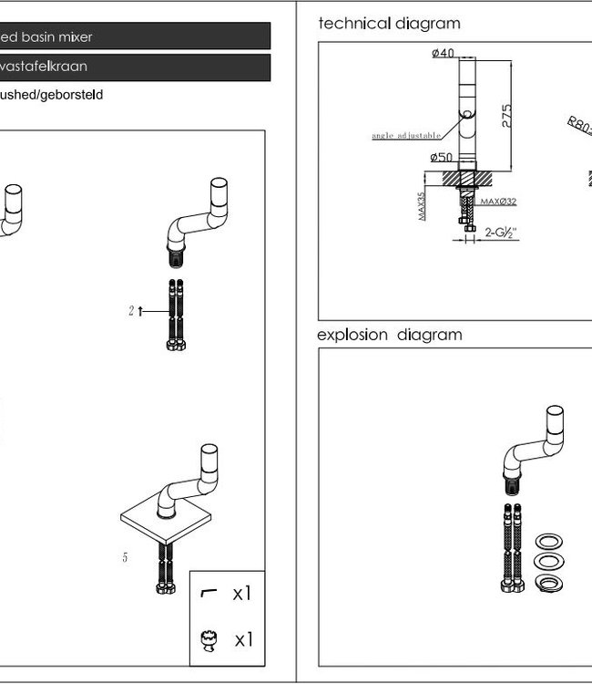 JEE-O Flow Wastafelkraan - Laag - H27,5 cm