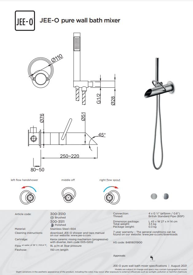 JEE-O Pure Wand Badmengkraan - Met Handdouche
