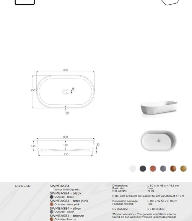 JEE-O Bloom Waskom Ovaal | H14,5 cm | Meerdere kleuren