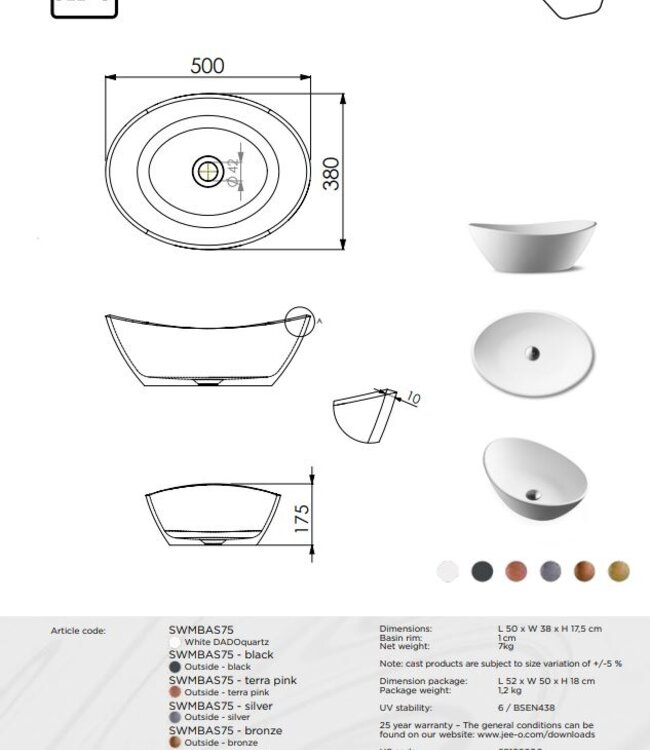 JEE-O Rio Waskom Groot - L50 x B38 x H17,5 cm