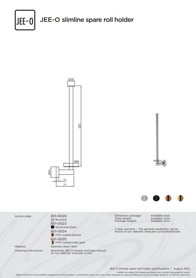 JEE-O Slimline Reserve Toiletrolhouder | H32 cm