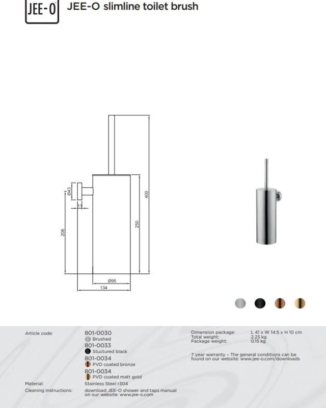 JEE-O Slimline Toiletborstel - Met Wandhouder