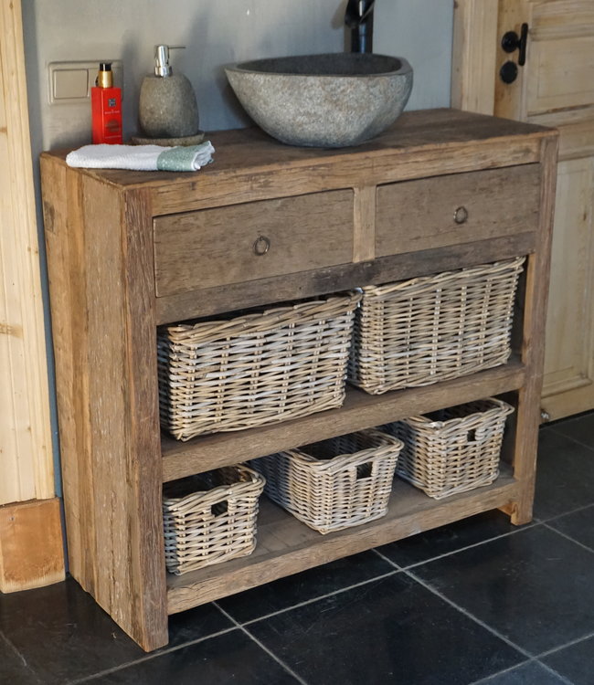 Rene Houtman Landelijk Badkamermeubel Oud Hout 100 cm