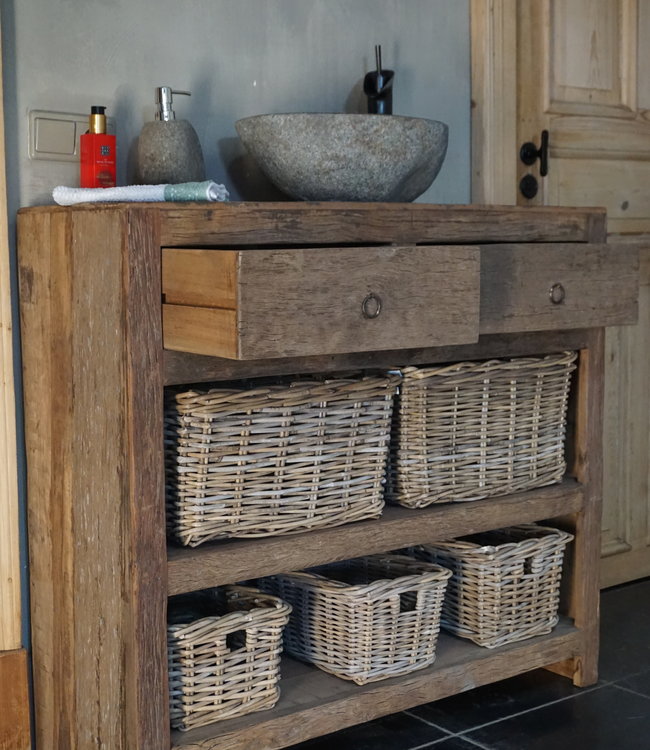 Rene Houtman Landelijk Badkamermeubel Oud Hout 100 cm