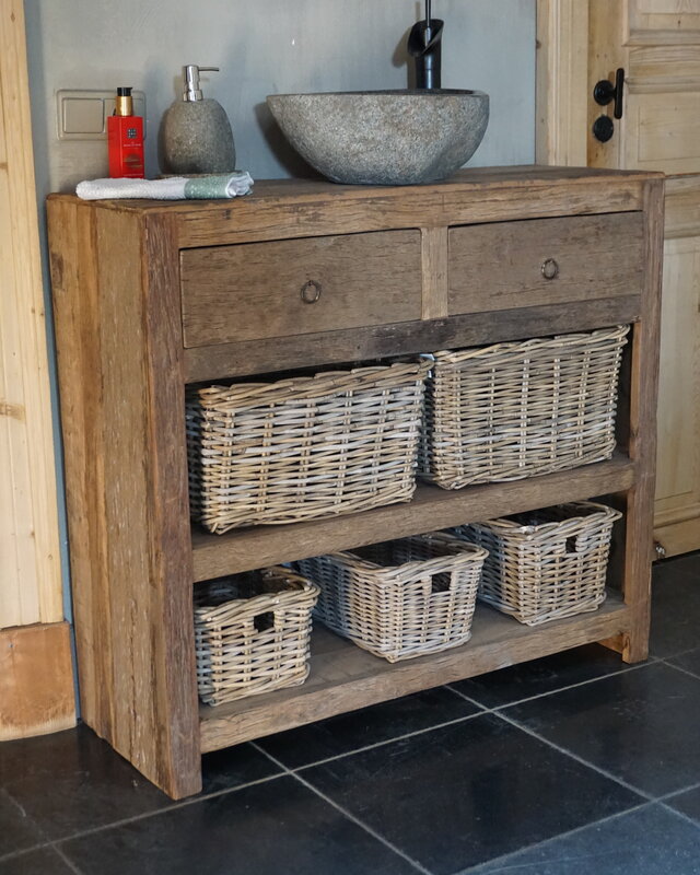 Rene Houtman Landelijk Badkamermeubel Oud Hout 100 cm