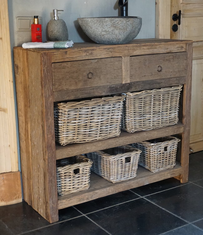 Rene Houtman Landelijk Badkamermeubel Oud Hout 100 cm