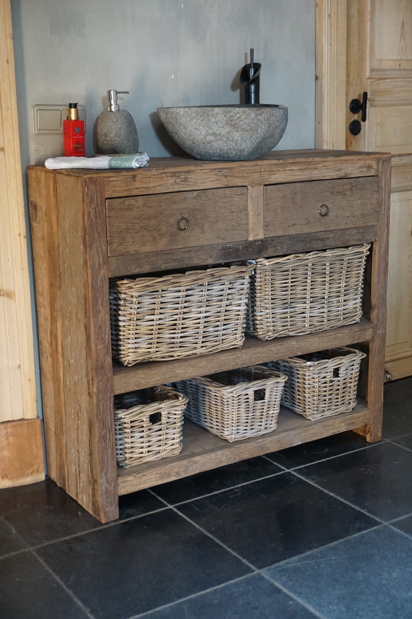 Rene Houtman Landelijk Badkamermeubel Oud Hout 100 cm