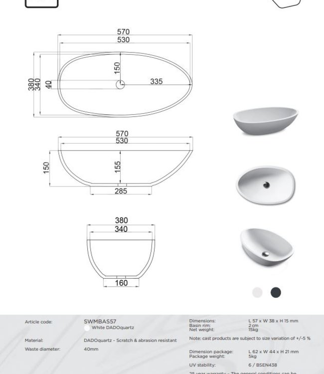 JEE-O Elaine Waskom - L57 x B38 x H15 cm - Wit