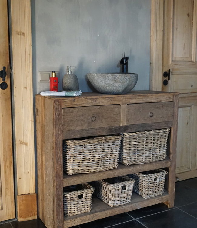 Rene Houtman Landelijk badkamermeubel met lades en planken 120 cm