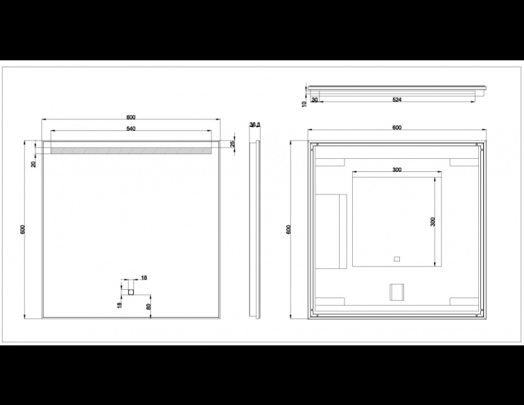 Wiesbaden Ambi One - Condens-vrije Spiegel met LED Verlichting - 60 x 60 cm