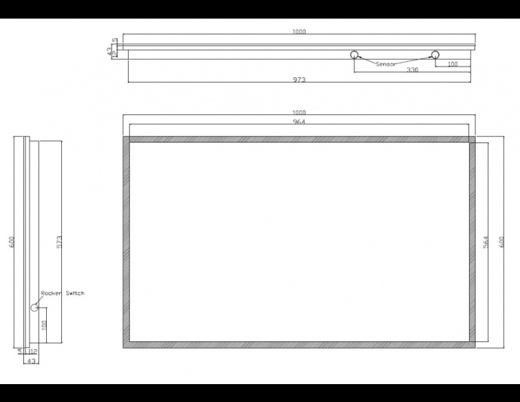 Wiesbaden Quatro-LED Spiegel - Condens-vrij - 100 x 60 cm