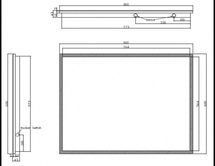 Wiesbaden Quatro-LED Spiegel - Condens-vrij - 80 x 60 cm