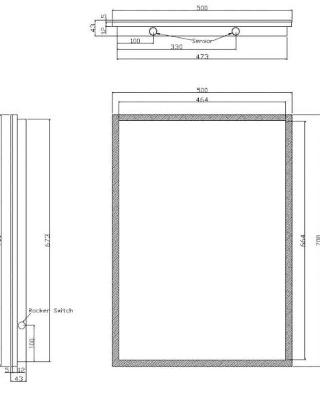 Wiesbaden Quatro-LED Spiegel - Condens-vrij - 70 x 50 cm
