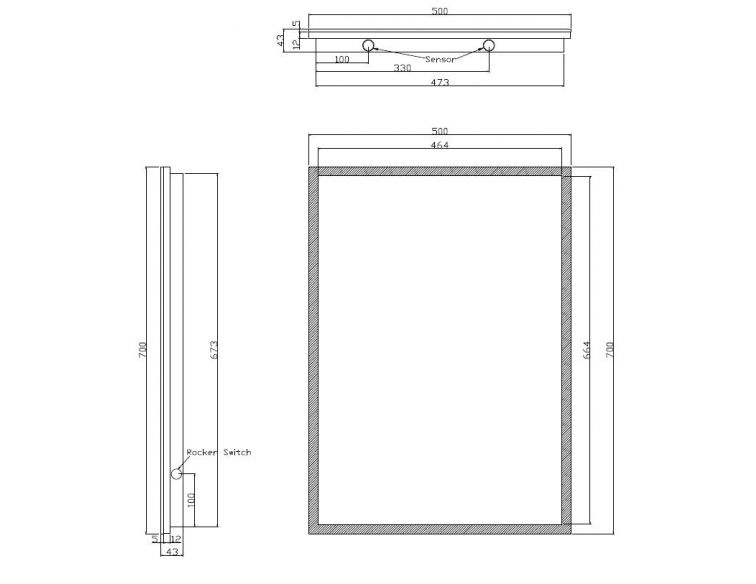 Wiesbaden Quatro-LED Spiegel - Condens-vrij - 70 x 50 cm