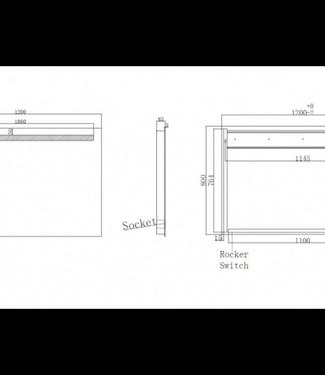 Wiesbaden Tigris Spiegel met LED Verlichting + stopcontact  - 120 x 80 cm